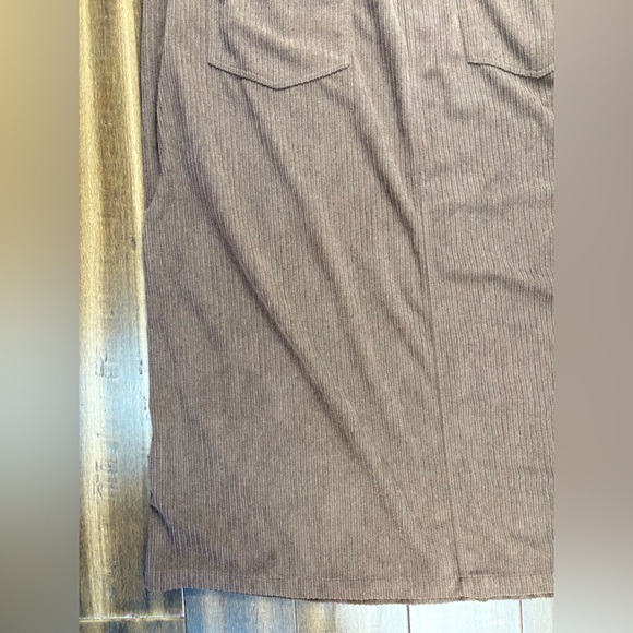 Cider Plus Size 2X Brown Corduroy Midi Maxi High Waisted Skirt Pockets - Picture 11 of 11